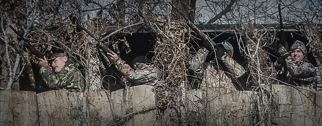 Guys in duck blind